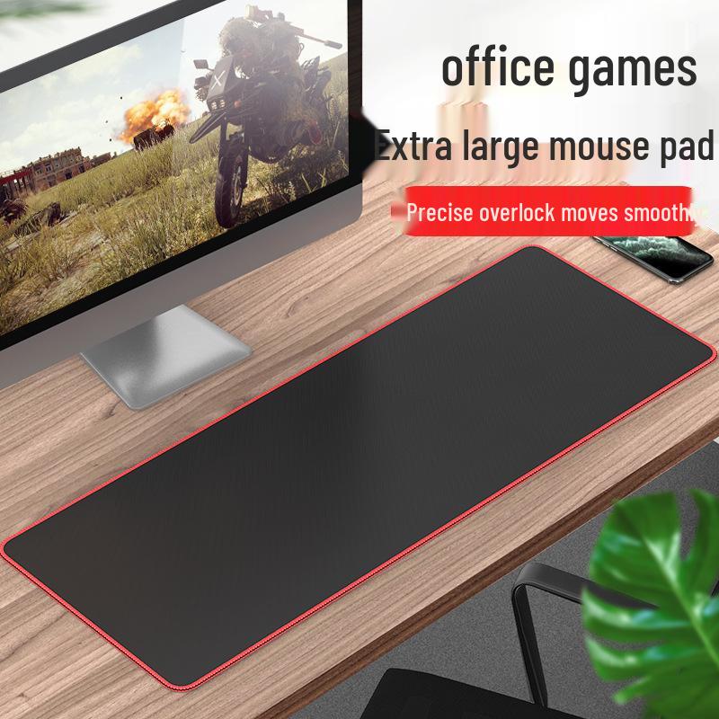 Игровой коврик для мыши XL с красной прострочкой для офиса и киберспорта
