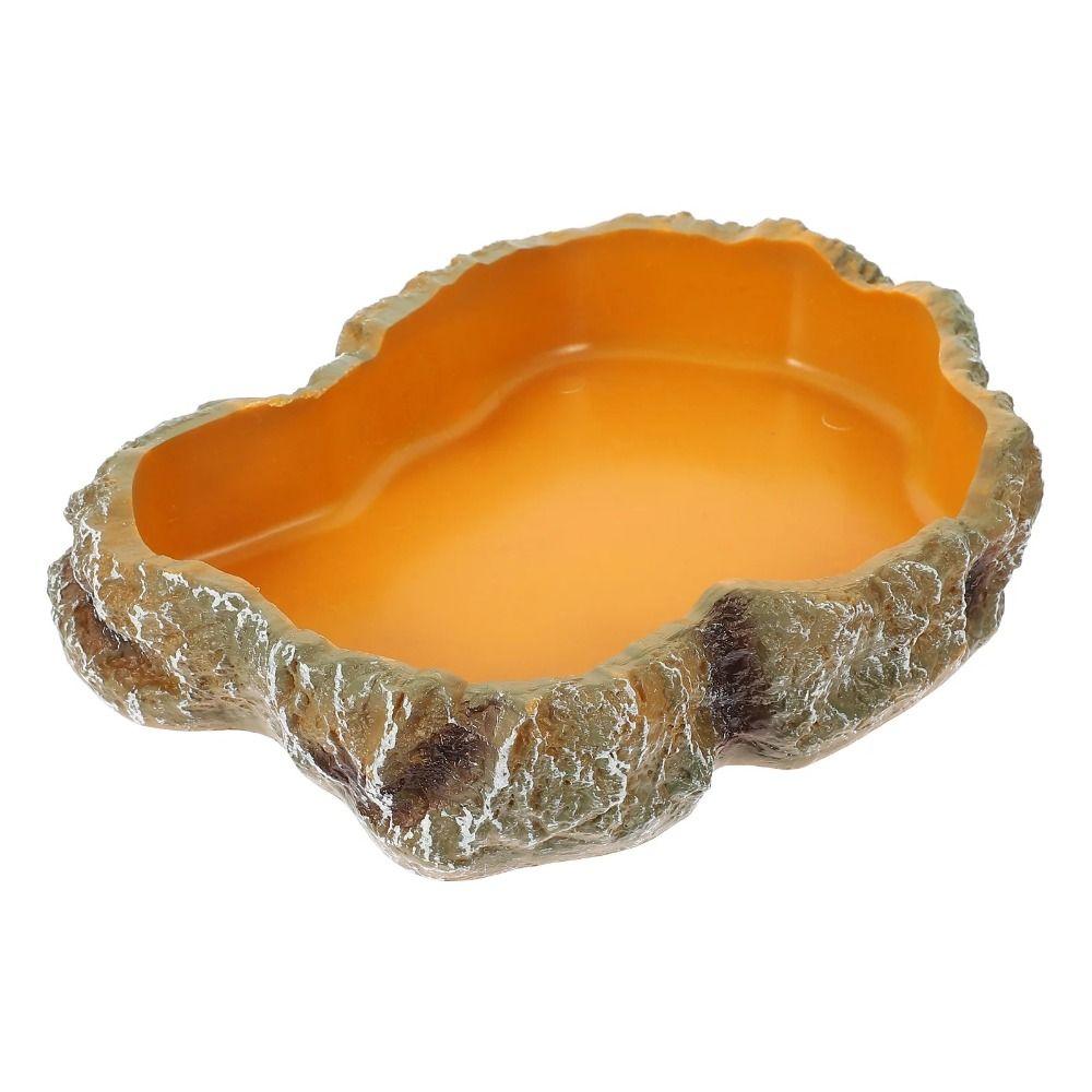 Resin Reptile Feeder Climbable Amphibian Feeding Bowl Tortoise Water Dish Tortoise