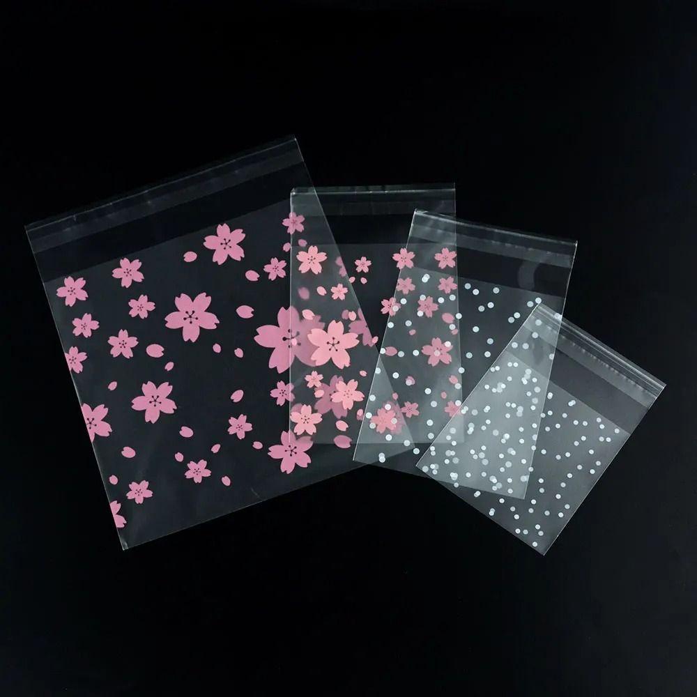 100Pcs Plastic Candy Gift Bags Transparent Cookies Baking Packaging Bag Xmas Party Decor Favors