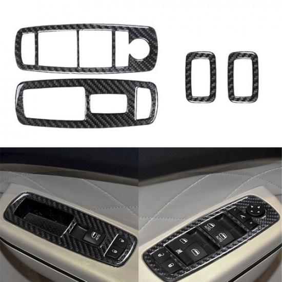 4pcs For Chrysler 300 2015-21 Carbon Fiber Window Switch Interior Cover Trim