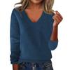 Women's Fashion Loose V-Neck Long Sleeve Bottom Shirt Top Knitted Sweater