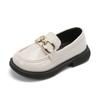 Girls Leather Shoes 2024 Spring New Kids Fashion Britain Style Casual Classic Buckle Loafers Black Glossy Breathable Slip-on PU