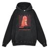 Heavyweight 440g Washed Vintage Denim-Style Anime Hoodie Men Streetwear Casual Sweatshirt