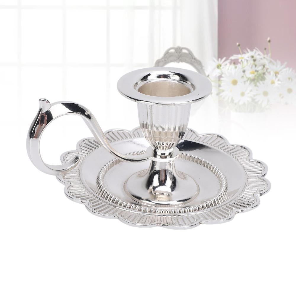 Drip Catcher Tray Taper Candle Holder Zinc Alloy Chamberstick Candle Holder Dining Table