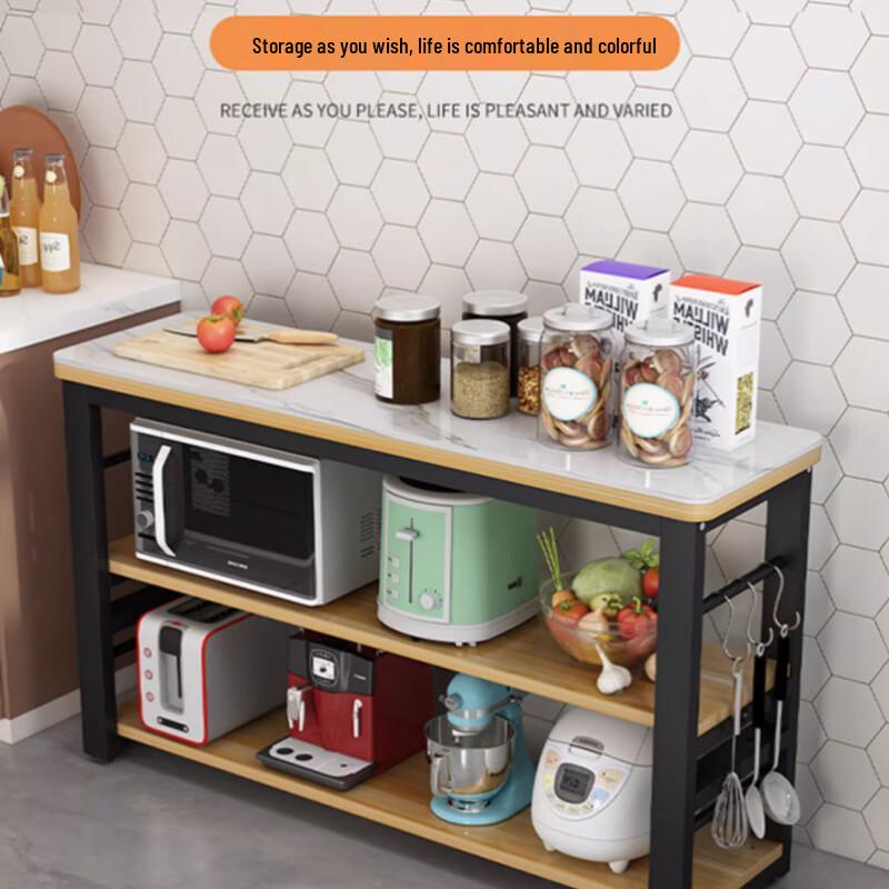 Yingbai Компактная 3-ярусная кухонная полка для хранения с верхом из каменной плиты