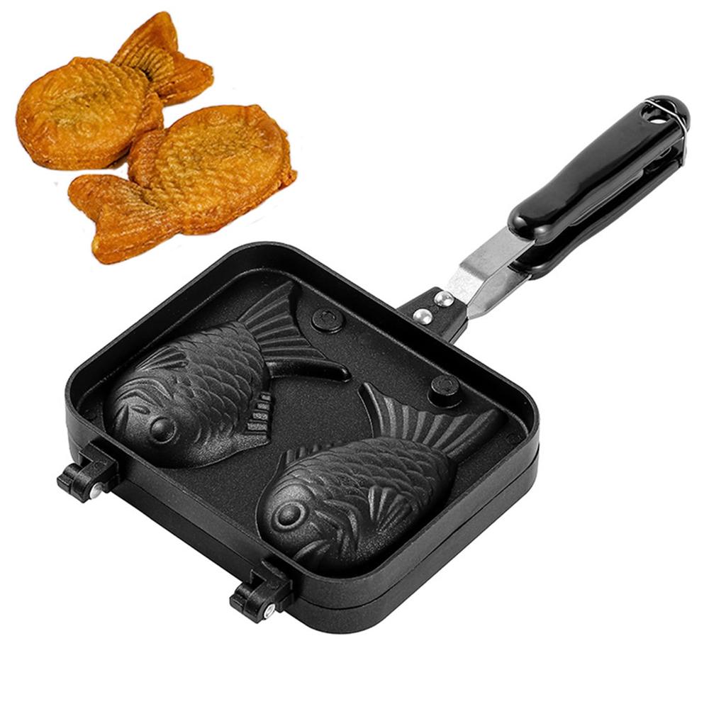 Taiyaki Maker для домашнего использования Прямой тип огня Алюминиевый сплав Taiyaki Maker Домашняя форма для выпечки вафель DIY Форма для печенья Двойная форма для выпечки рыбы
