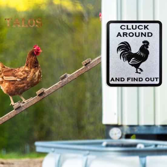 Farmhouse Chicken Sign Cluck Around And Find Out Sign Crowing Rooster Wall Art Desktop Sign for Chicken Coop Home Farm Garden Decor