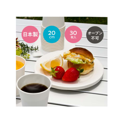 Econoware Paper Plates, 20cm, 30 Pieces, White