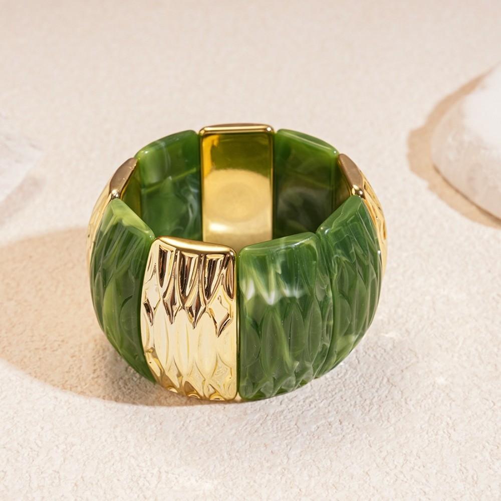 Bohemian Acrylic Bangle Smudging Retro Hand Ring Creative Irregular Wide Bracelet Decoration