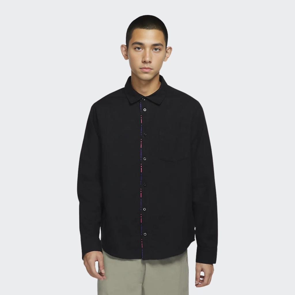 Nike SB Фланелевая однотонная рубашка с длинным рукавом, топы унисекс, черный DH2661-010