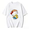 2026 новый летний милый графический топ HelloKitty повседневный хлопковый топ с коротким рукавом для женщин и девочек Каваи мультяшный принт Streetwear