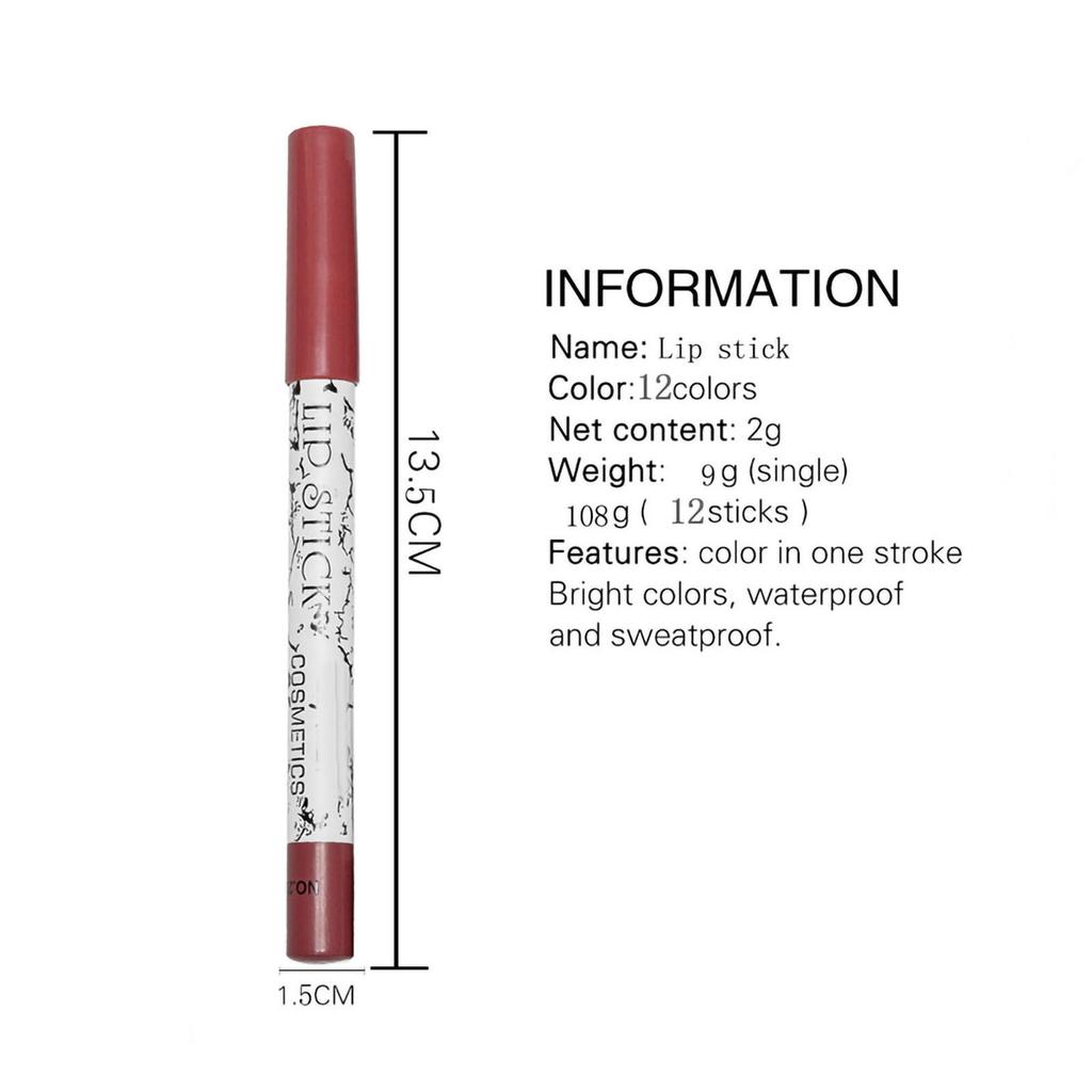 12Pcs Lipliners Set Matt Lip Liner Pencils Lipsticks Waterproof Lip Liner PLM