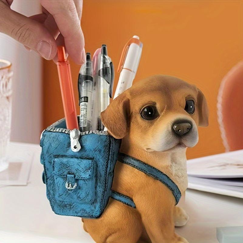 1 шт. Милый держатель для карандашей в виде щенка лабрадора, окрашенная отделка, крепление на стол заподлицо, креативное украшение для хранения ручек, идеально подходит для декора класса