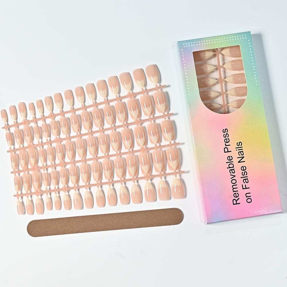 150pcs Gradient White French Tips False Nails Medium Almond Glossy Pink Press On Nails Full Cover Acrylic NailExtension Tips E3@