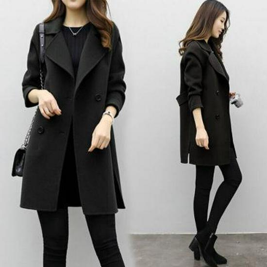 2024 Autumn/Winter Women's Cocoon Wool Coat, Medium-Length, Double-Breasted, Loose Fit