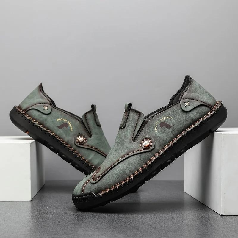 Модная обувь для мужчин. Высококачественная кожаная обувь ручной работы. Летние удобные мокасины. Повседневные кроссовки на плоской подошве для мужчин. Мужская обувь.