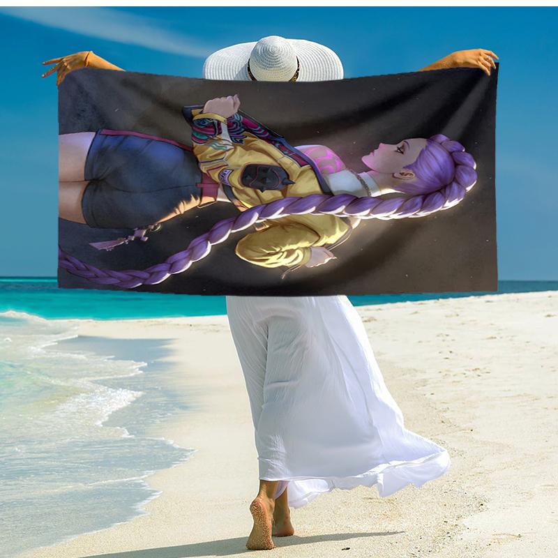 1pc KPop Demon Hunters RUMI2 Beach Towel, Comfortable and Thick, and Swimming/Bath/Picnic/Camping Towel, Suitable for Seaside Beaches