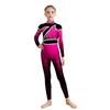 Girls Performance Jumpsuit Color Gradient Mock Neck Long Sleeve with Rhinestones Keyhole Back