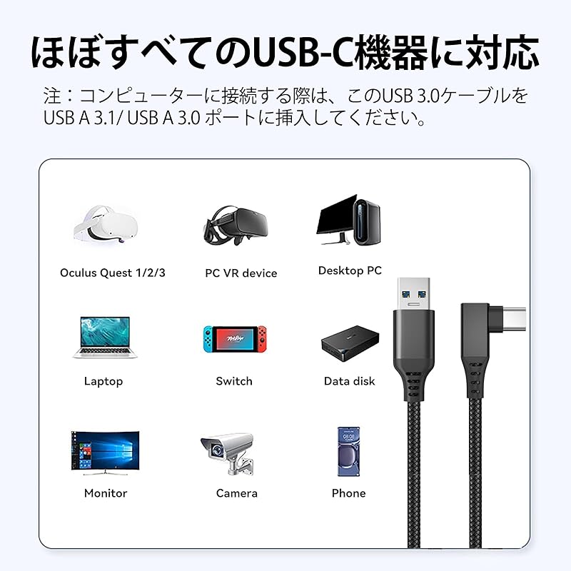 Кабель USB 3.2 Gen1 длиной 3 м YITONGXXSUN USB-C и USB-A, высокоскоростная передача данных 5 Гбит/с, совместим со смартфонами/планшетами/игровыми консолями типа C (черный)