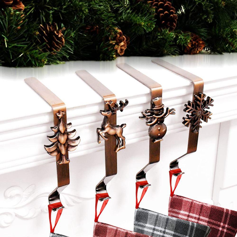 Прочные многофункциональные металлические держатели для рождественских чулок, крючки для камина, зажимы для чулок, вешалка
