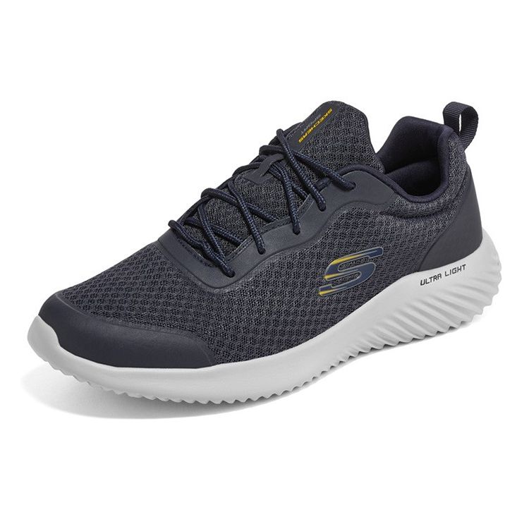 Skechers Мужские синие низкие повседневные кроссовки для бега Bounder, сетчатые, удобные, спортивные 232005-NVY