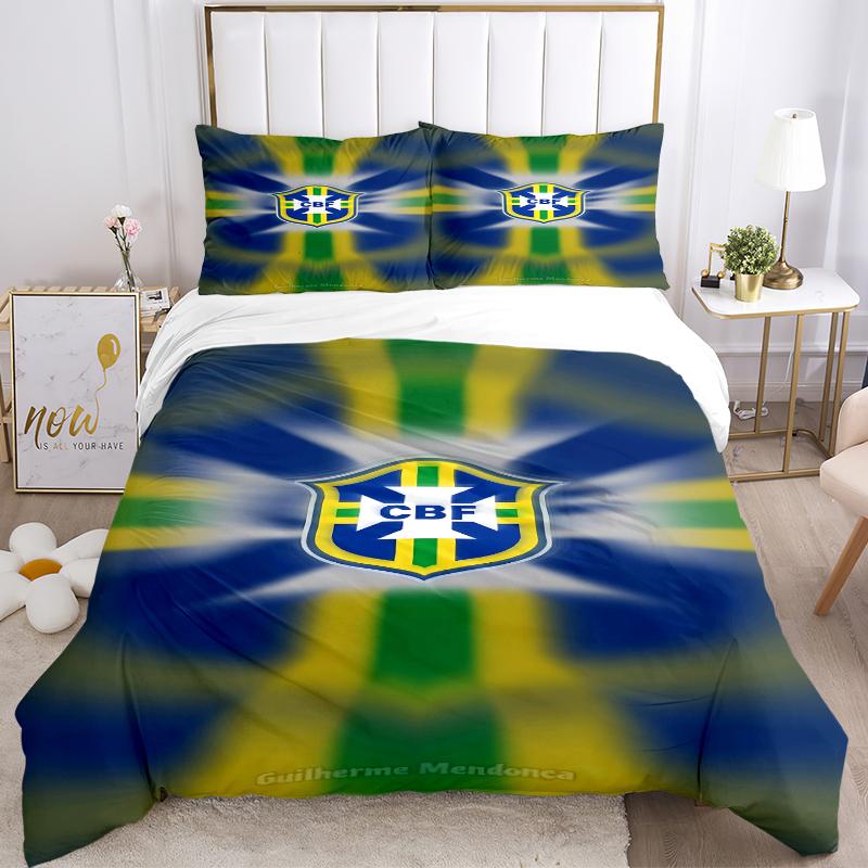 3Pcs Brazilian Football Crest Bedding Sets For All Sizes New 3D Printed Bed Cover Comforter Duvet Cover Pillowcase Bedroom Decoration