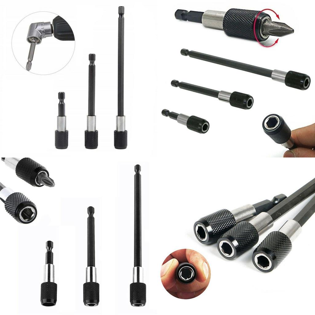 3pcs Set 1/4 Hex Shank Screw Driver Extension Bit Quick Release Holder Tool Efficient Magnetic Bit Holder For Precise And Secure Fastening