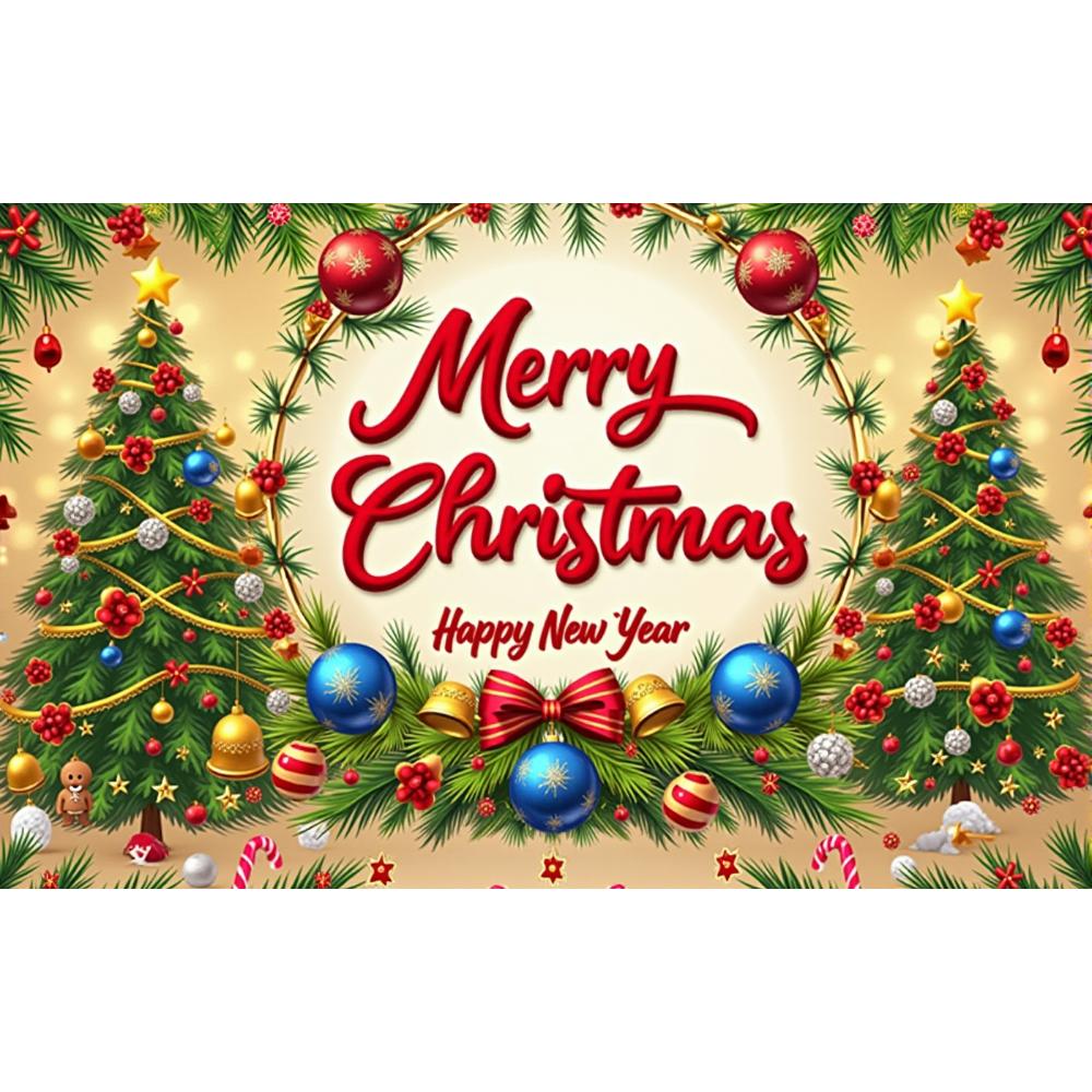Large Polyester Merry Christmas Banner Outdoor and Home Garden Decorations for Holiday Party Backgrounds
