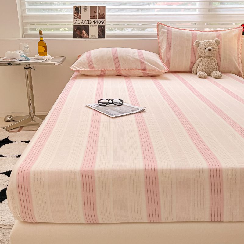 1pc 100% Cotton Fitted Sheet Elastic Bedsheet Breathable Bed Cover Home Bed Linen Sheets Drap De Lit (Pillowcase Need Order)