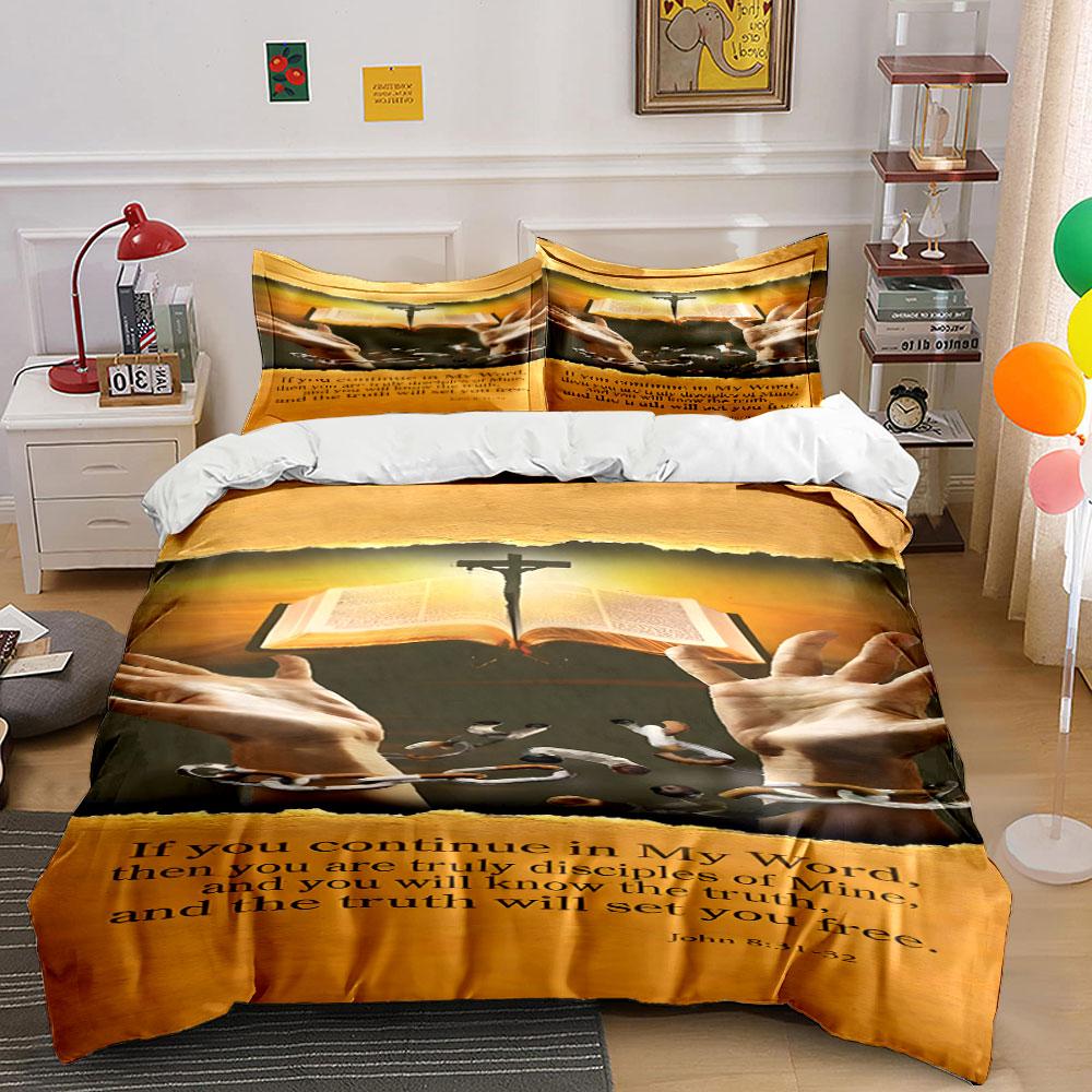 Open Bible, cross, hands. Bedding sets Duvet cover sets Duvet covers Pillowcases(1 * Duvet Cover 2 * Pillowcases without duvet insert)