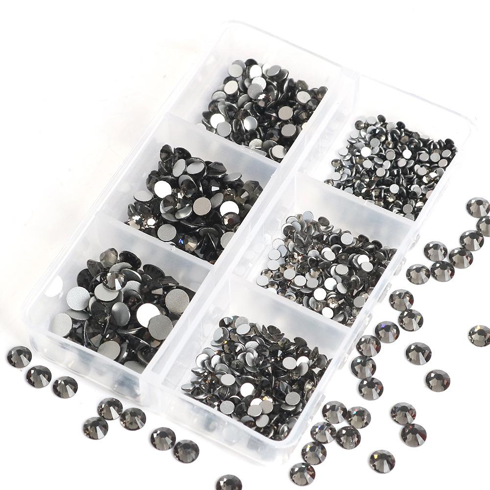 Украшения для ногтей 6 сеток стеклянные кристаллы стразы белого цвета смешанные супер вспышка плоское дно бриллиант цветной дизайн ногтей бриллиант