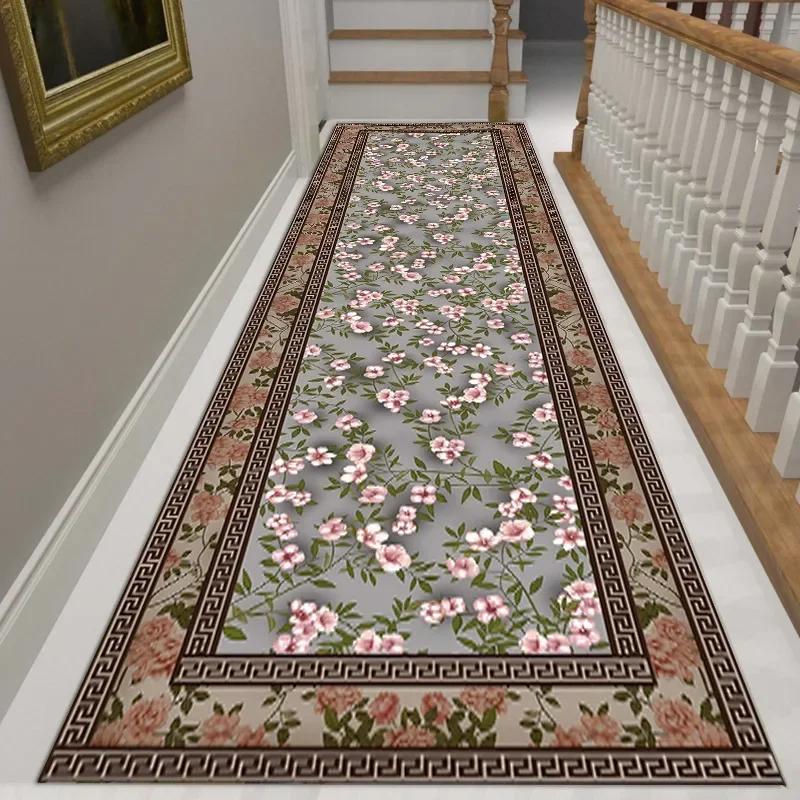 Роскошные длинные ковры для коридора для бегуна, прихожей, синего золота, жаккардовый ковер для гостиной, гостиничного коврика для лестницы, нескользящий домашний кухонный ковер