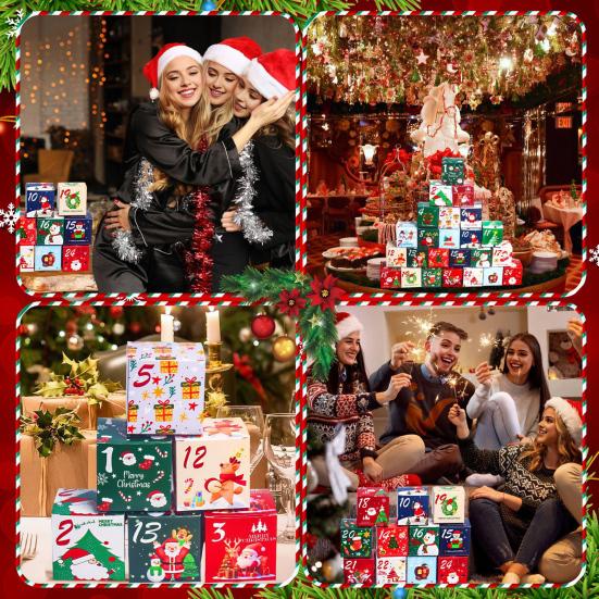 24 шт. Рождественские коробки календаря адвента Картонные коробки с номерами для конфет Сделай сам 24 дня Обратный отсчет Подарок Праздничное украшение