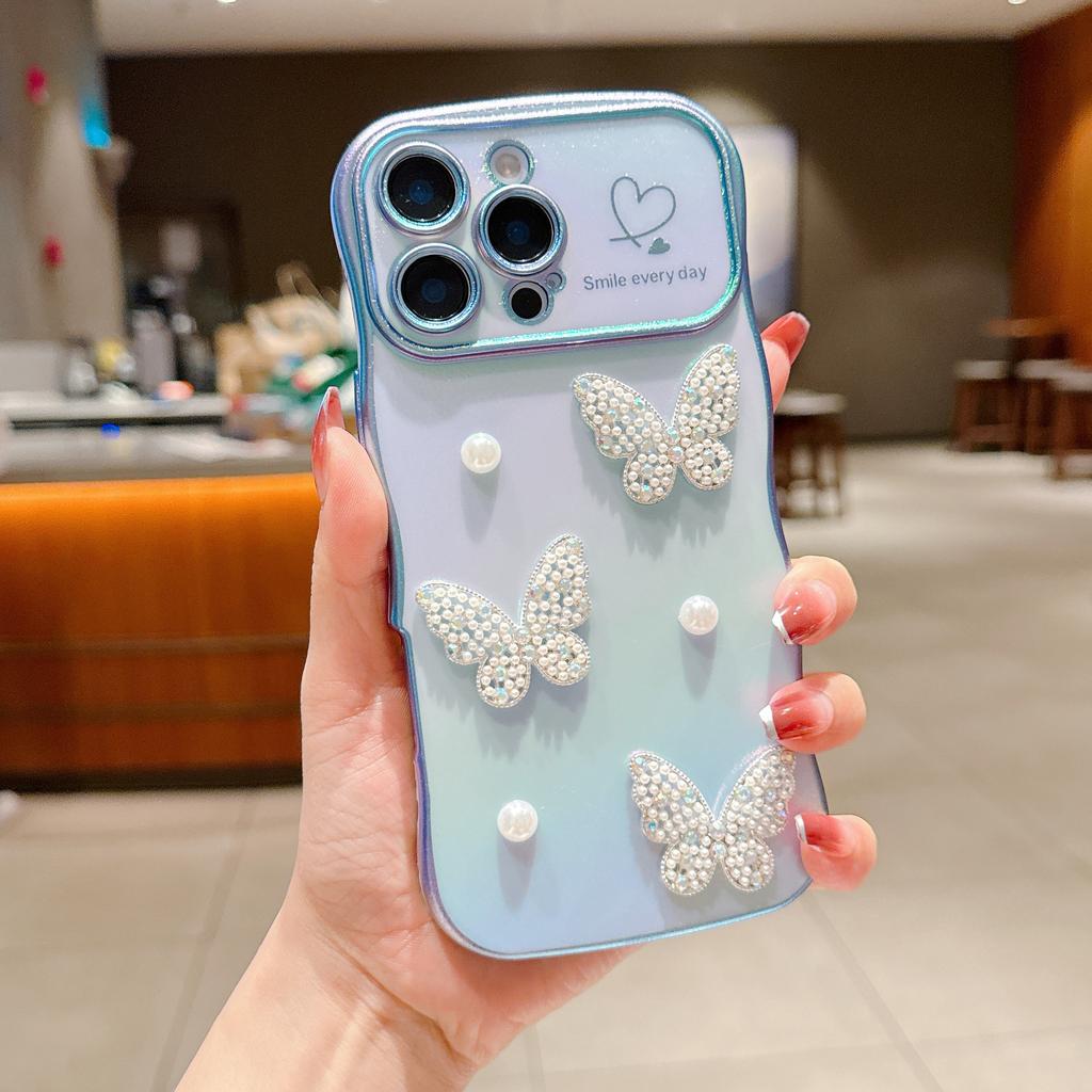 17 Air Pearl Butterfly for IPhone 16 Mobile Phone Case Love Wave for IPhone 15 Promax Silk Plating