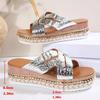 Fashion Women Shoes Fashion Cross Band Wedges Sandals Luxury Women Summer 2025 Platform Thick Bottom Slippers Plus Size Pu Leather Slide