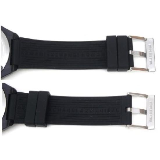 Часы кварцевые Armani Exchange AX4600 Classic Signature с открытой коробкой – Белый циферблат, черный силиконовый ремешок