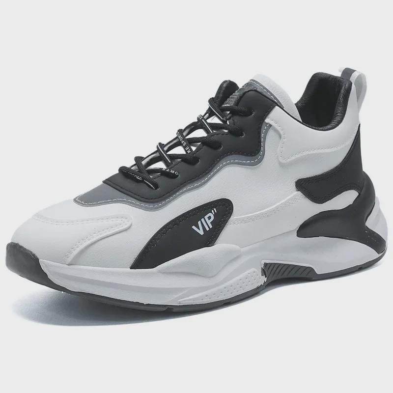 Мужские белые модные корейские повседневные туфли - осень, нескользящие, толстая подошва, универсальные кроссовки для бега