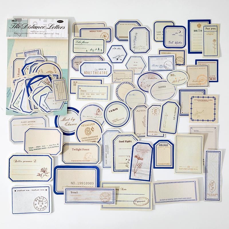 50 pcs/pack Vintage Labels Stickers writable Decorative Diary Album Adhesive Diy Sticker for Scrapbooking Junk Journal Supplies