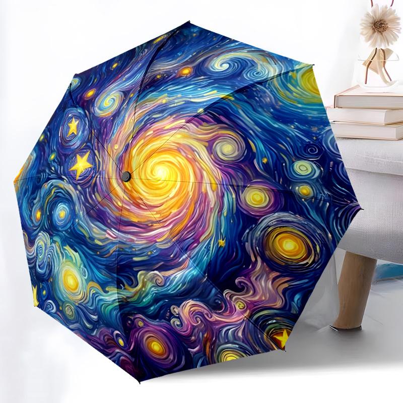 1PC Galaxy Swirl Automatic Opening And Closing, Sturdy Iron Frame, Portable Folding Design, Suitable For Men And Women In All Seasons80