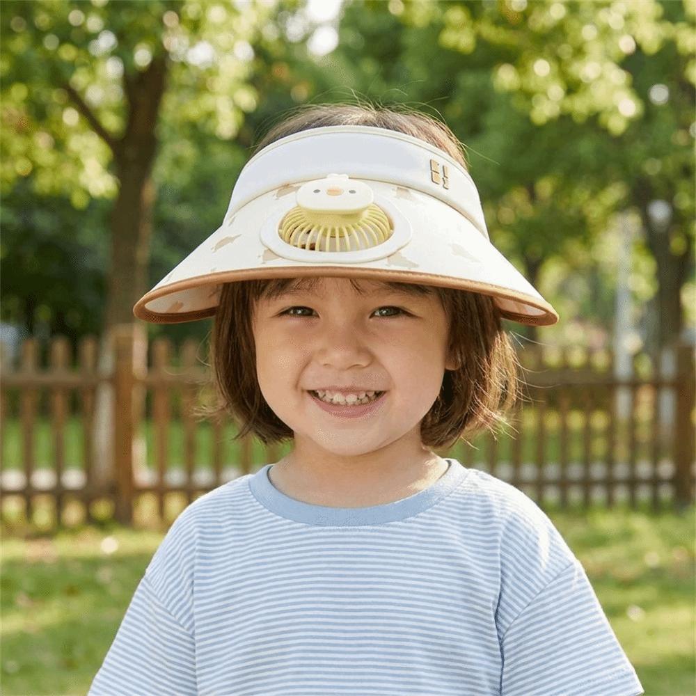 Cartoon Children Fan Hat Breathable Cooling Sunshade Hat Fashion Sunscreen Empty Top Hat Camping