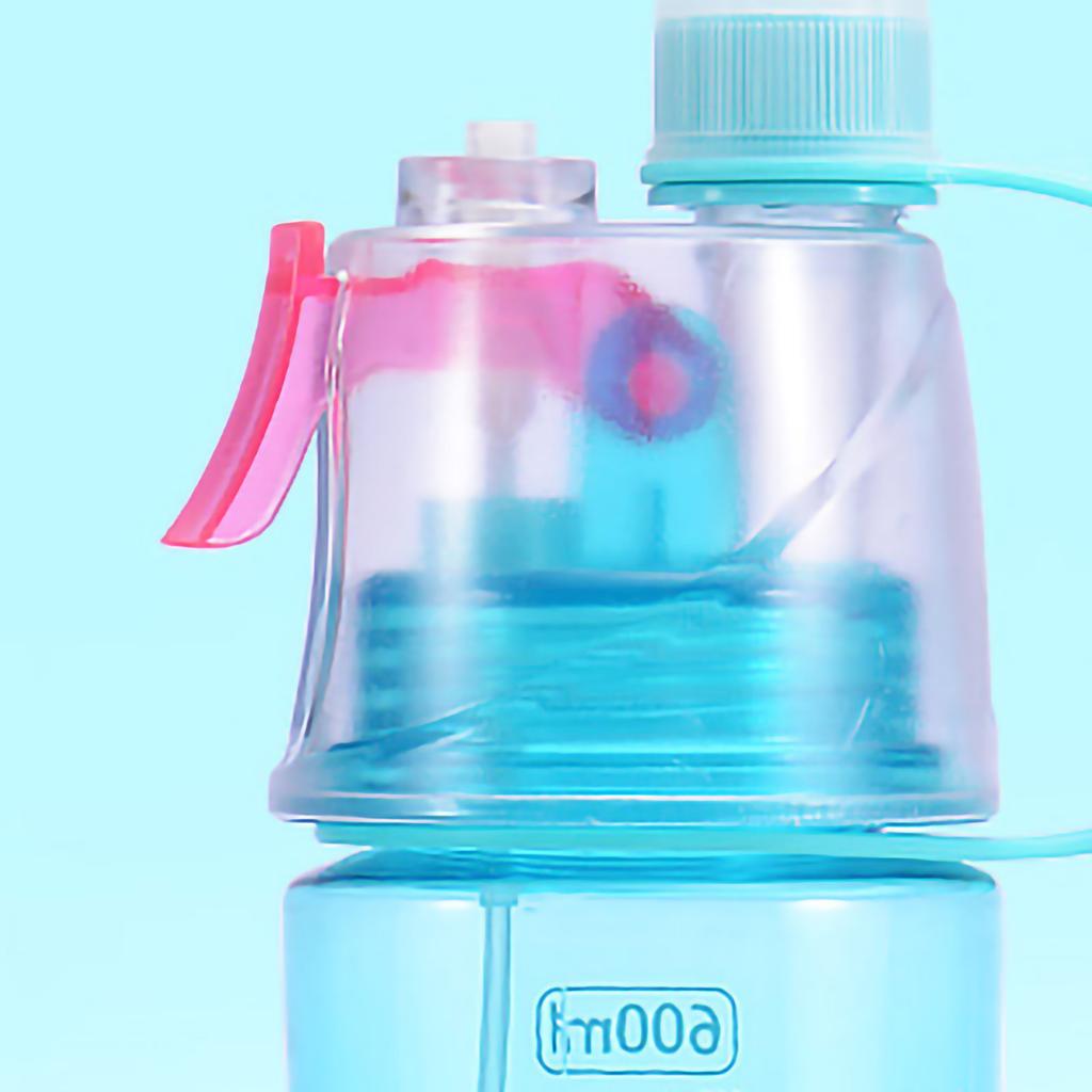 Water Spray Bottle Clear Scale 600ml Large Capacity Plastic for Sports Hiking Picnic Sky Blue
