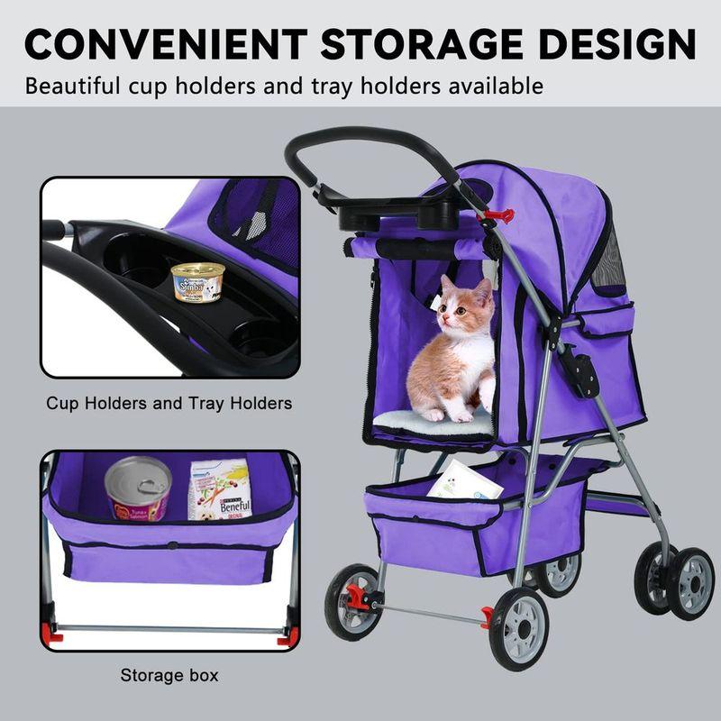 Wheels Cat Stroller, Pet Dog Jogger Stroller, Carrier Waterproof with Cup Holder & Removable Liner, Dog Strollers or Small Dogs,