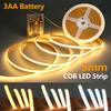 5V COB Led Strip Battery Power with Switch Night Light 3mm 5mm 8mm PCB Ribbon Tape 320LEDs Flex for Under Cabinet Bedroom Decor