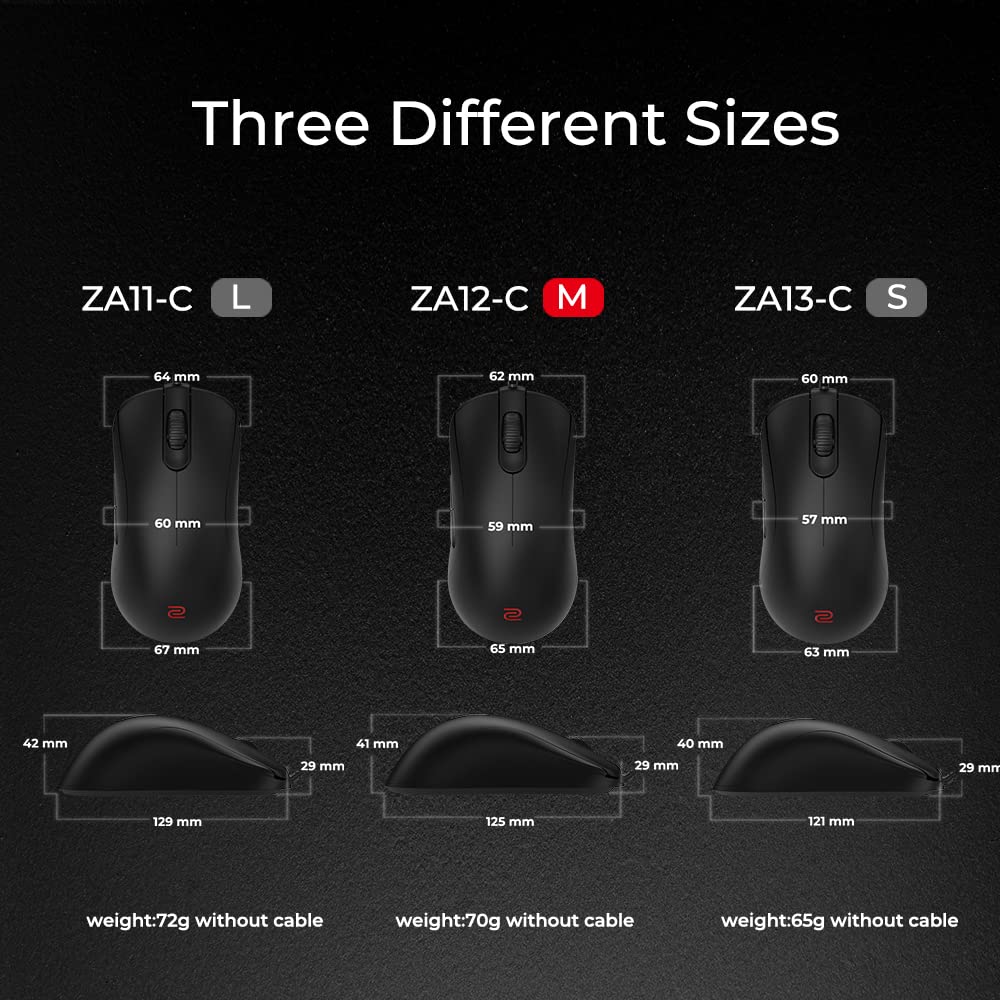 BenQ Zowie Symmetrical Gaming Mouse for Esports Lightweight Paracord Cable 24 Step Scroll Wheel for More Personal Preference Driverless Matte Black