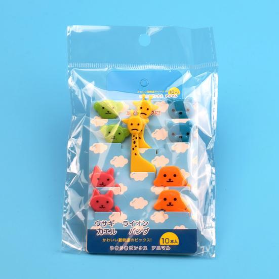 10 шт. вилки для фруктов в виде животных из мультфильмов, торт, десерт, еда, палочки, львы, жирафы, слоны, животные, зубочистки, креативные инструменты для презентации еды для детей