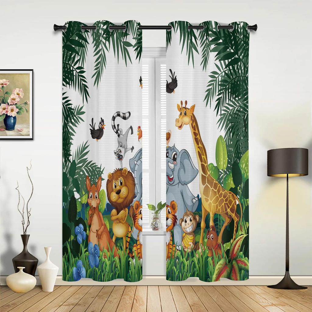 2 шт. мультяшные животные сафари джунгли лес оконные шторы жалюзи для гостиной детской спальни ванной кухни двери домашнего декора