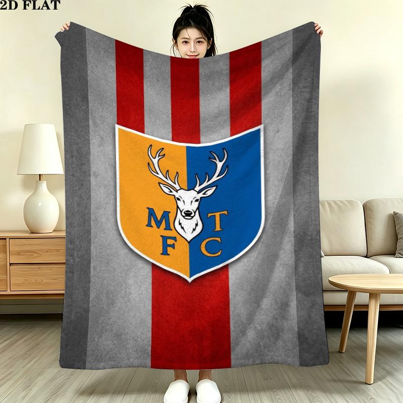 Mansfield Town Fc Print Flannel Blanket, High quality Comfortable for All Seasons, Home Decor, Warmth and Comfort, Perfect for Christmas Gifts