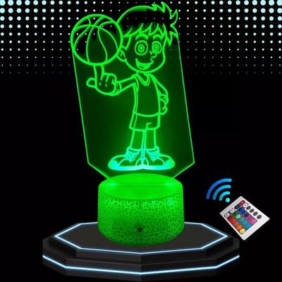 Светодиодная 3D настольная лампа Баскетболист Ребенок Баскетбольное кольцо, Ночник Смена Цветов, Сенсорная Лампа Подарок на Рождество День Рождения