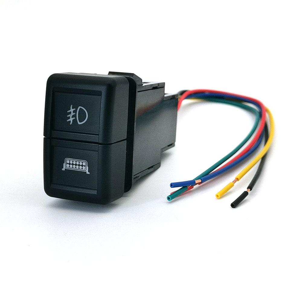 1PC Dual Button Switch Fit for ISUZU 700P Car Fog Light LED DRL Spotlight Radar Switch with Wire Car Interior Accessories