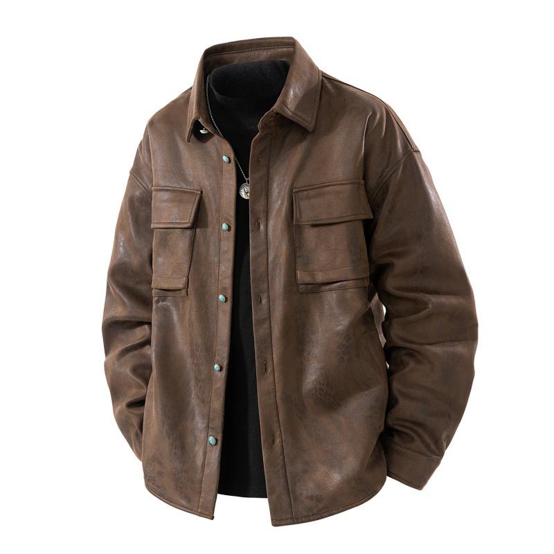 Men's High-End Street Style Leather Jacket - 2025 Autumn Collection